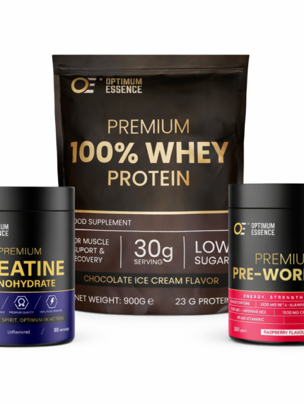 OptimumEssence® Ultimate Gym Stack – Chocolate | Whey, Kreatin & Pre-Workout