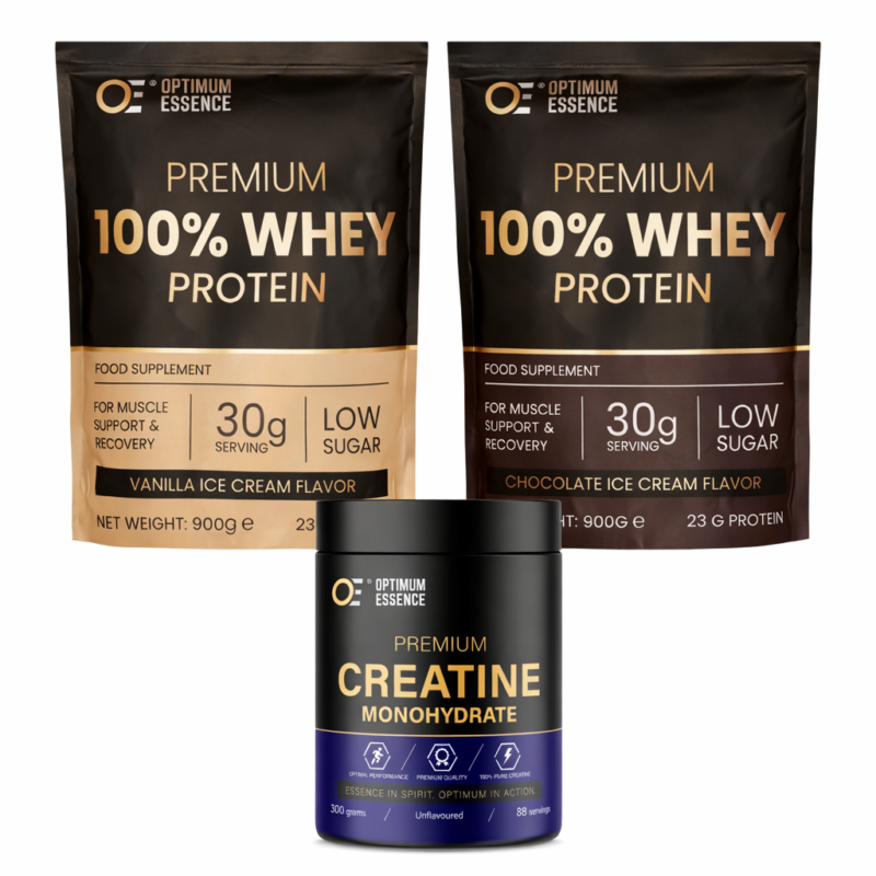 OptimumEssence® Lean Muscle Pack | Whey Protein + Kreatin | Muskeluppbyggnad