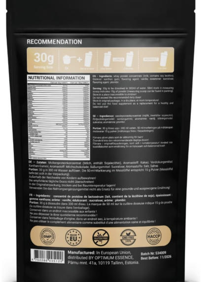 Premium Whey Protein Vanilla Ice Cream 900g | Vassleprotein Sverige | OptimumEssence®